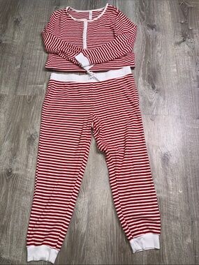 Preloved. Auden Red & White Striped Long Sleeve Pajama Set
